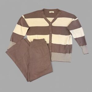 Cozy Brown and Cream Women's Cozy Knit Loungewear